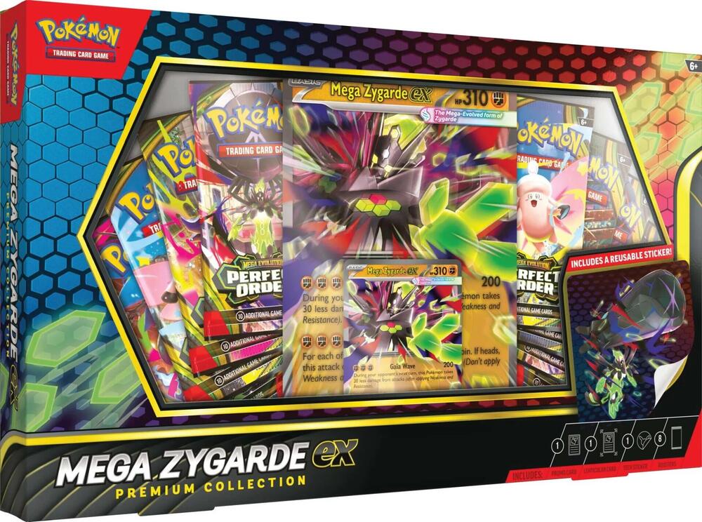 Mega Zygarde ex Premium Collection — sealed Pokémon TCG box with lenticular oversize promo