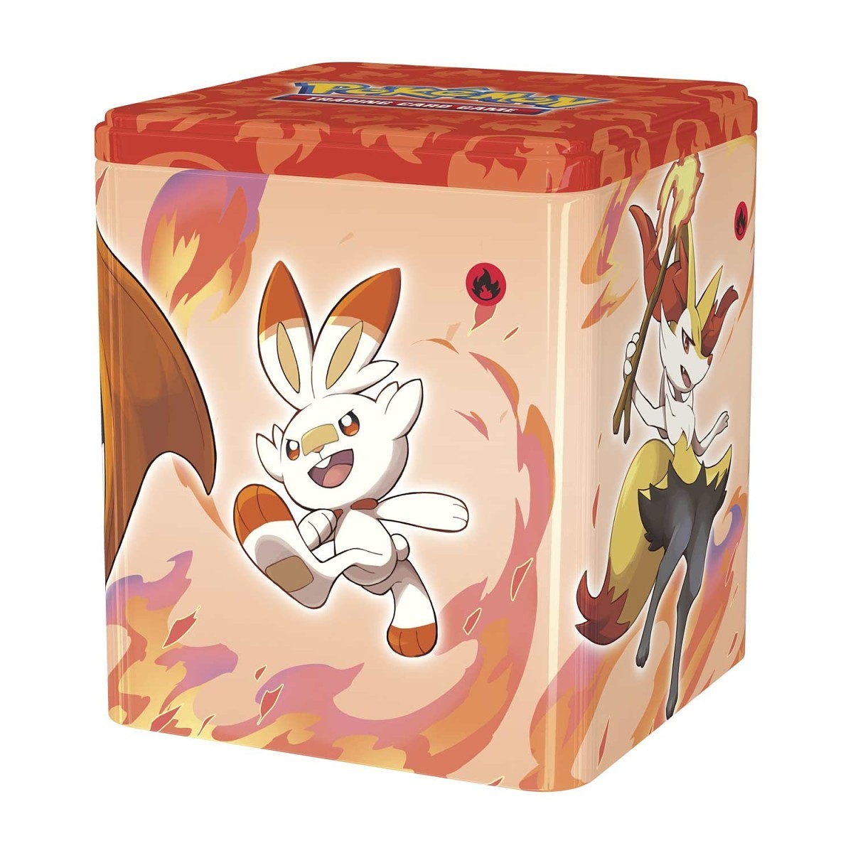 Pokémon TCG: Fire Stacking Tin — back view