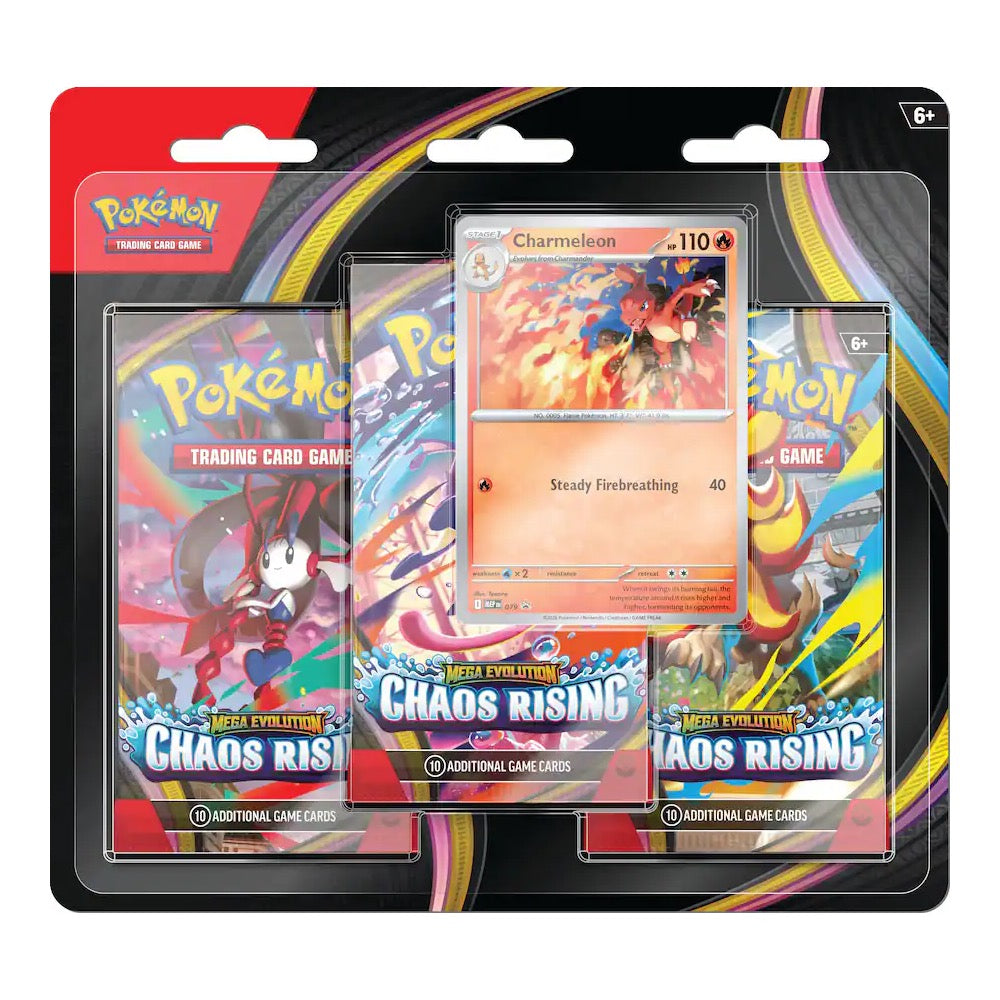 Pokémon TCG Mega Evolution Chaos Rising 3-Pack Blister with Charmeleon foil card